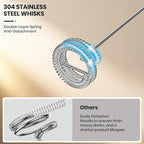 Milk Frother Handheld Rechargeable with Stand, Frother Wand Drink Mixer Electric Whisk for Coffee, Detachable With 3 Stainless Whisks, Hand Mixer for Lattes, Cappuccino, Matcha, Egg, Black