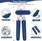10 Colors Can Opener Manual Handheld Heavy Duty Hand Can Opener Smooth Edge Stainless Steel Can Openers Top Lid Kitchen Gadgets, Best Large Rated Easy Turn Knob, with Bottle Opener, Navy Blue