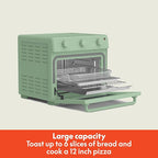 bella Air Fry Toaster Oven, 7 Preset Cooking Options, Dishwasher-Safe EverGood Coated Trays Included, 60-Minute Auto Shutoff w Audible Timer, Power Indicator Light, 1700 Watt, Seaglass