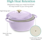 Best Choice Products 7.5 Quart Enamel Cast-Iron Round Dutch Oven, Family Style Heavy-Duty Pre-Seasoned Cookware for Home, Kitchen, Dining Room, Oven Safe w/Lid, Dual Handles - Lavender Mist