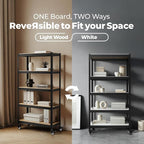 HOMEDANT House 5-Tier Metal Rolling Cart Shelf Rack Casters Heavy Duty Laminated Wheel Shelving Unit Adjustable Utility Storage Shelves Organizer Shelf Kitchen Garage 36.2" W x 16.5" D x 69.5" H 2Pack