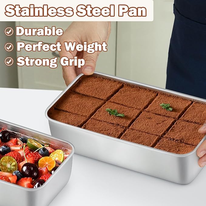 LIANYU 2 Pack Bread Loaf Pans for Baking Bread, 9x5Inch Stainless Steel Meatloaf Baking Pan, Loaf Tin for Homemade Banana Brownies and Pound Cakes, Dishwasher Safe