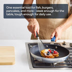Misen Fish Silicone Spatula - Slotted Turner for Cooking - Perfect for Frying - Heat Resistant - Dishwasher Safe -1mm Thick Flexible Flipper - Soft Silicone Grip Handle for Easy Use