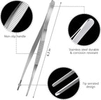 6.3 Inch Food Tweezers Stainless Steel with Precision Serrated Tips, 5PCS Kitchen Tweezers Set for Cooking, Baking, Cookie Cake Decoration, Metal Plating Tweezers