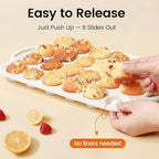 Silicone Muffin Pan with Metal Reinforced Frame - Mini Muffin Pan for Homemade Muffins, Cupcakes, and Bread, Oven and Dishwasher Safe - Set of 2, 6-Cup and 24-Cup