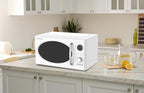 Emerson MWRG0901W 0.9 Cu. Ft. Retro Microwave with 1,000W Grill Function, 800W Cooking Power, LED Display, 5 Power Levels, 8 Auto Menus, Glass Turntable, Child Lock, White Countertop Design