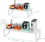 Expandable Spice Rack Kitchen Cabinet Shelf Organizer, Stackable Storage Shelves Racks, Adjustable Counter Shelving for Cabinets, Countertop, Cupboard,Pantry and More(1Pack/White/Large)