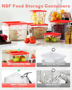 2QT NSF Food Storage Containers: 8 PCS [Food Grade][Hot&Cold Resistant] Commercial Clear Square Food Storage Containers with Scales Handles for Home Restaurant Kitchen Proof Dough(BPA FREE)
