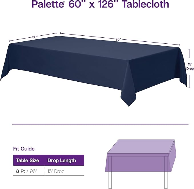 Gee Di Moda Rectangle Tablecloth - 60 x 126 Inch Burgundy Table Cloth for 8 Foot Rectangle Table - Heavy Duty Washable Fabric - for 8 Ft Buffet Table, Holiday Party, Dinner, Wedding & Baby Shower