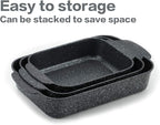 S·KITCHN Set of 3 Nonstick Roasting Pan Baking Dishes for Lasagna, Casserole and Bread Baking Pan, Large & Deep Lasagna Pan with Handles
