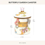 MACKENZIE-CHILDS Butterfly Garden Enamel Canister, Pretty Kitchen Storage Container with Lid, Small