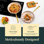 ROYDX Titanium Ceramic Nonstick Fry Pan Set 8", 10" and 12" Frying Pan Skillet Set with Glass Lids-Non Toxic, PTFE & PFOA Free - Oven Dishwasher Safe & Compatible with All Stovetops-Dark Purple