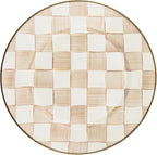 MACKENZIE-CHILDS Enamel Dinner Plate, Decorative Dinnerware Plate, 10 Inches, Brown-and-White Mocha Check