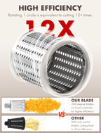 GDL Rotary Cheese Grater, Upgraded 5-in-1 Cheese Grater Hand Crank, Multi-purpose Cheese Shredder with Handle, Vegetable Slicer Cutter Ice Shaver for Potato, Carrot, Nuts, Chocolate