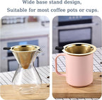 Small Size Pour Over Coffee Filter Dripper, Stainless Steel Metal Cone Drip Coffee Filter, Paperless and Permanently Reusable, Double Mesh Coffee,Tea Filter for 1-2 Cups