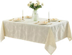 Newbridge Barcelona Luxury Damask Fabric Tablecloth, 70” x 70”, Square, Antique White, 100% Polyester, No Iron, Soil Resistant Dining Room, Party and Banquet Table Cover