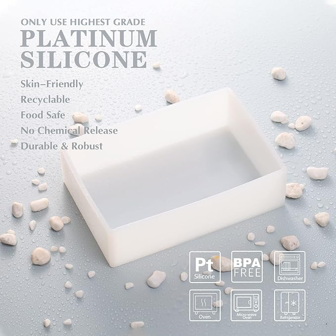Nicole Rectangle Silicone Soap Mold Silicone Liner for 9 Bar Mold with Wood Box and Wooden Cover