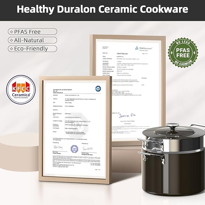 Nuwave Lux 13pc Forged Lightweight Cookware Set PFAS Free, Healthy G10 Duralon Ceramic Coating, Ultra Non-Stick, Stay-Cool Handles, Works on All Cooktops & Induction Ready