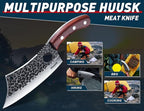 Huusk Japanese Knife Set 6pcs, Kitchen Knife Set with Gift Box, Butcher Knife Set for Meat Cutting, Cooking Knife Set with Meat Cleaver, Chef Knives Set Professional, Cool Mens Knife Gift Set