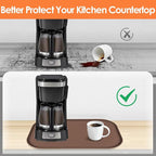 Silicone Coffee Maker Mat with Lip, 17.4'' x 10.6'' Heavy Duty Coffee Maker Mat for Countertops, Coffee Tray Fit Under Coffee Machine Appliance Automatic Machines Espresso Accessory, Brown