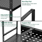 iPEGTOP 2 Pack Large Expandable Cabinet Storage Shelf, Heavy Duty Stackable Steel Metal Spice Rack Adjustable Height Home Office Pantry Garage Shelves for Counter Kitchen Organization, Black