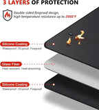 90 x 48 inch Under Grill Mats for Outdoor Grill, Double-Sided Fireproof Deck and Patio Protector Mat, Waterproof Oil-Proof BBQ Floor Pad Indoor Fire Pit Fireplace Mat