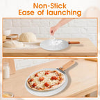 12 inch Stainless Pizza Peel for Large Oven, Pizza Spatula with Foldable Wood Handle for Indoor & Outdoor Pizza Oven Baking, Turing Peel for Pizza, Dough, Bread Pastry