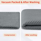 Homaxy 100% Cotton Waffle Weave Kitchen Dish Cloths, Ultra Soft Absorbent Quick Drying Dish Towels, 12 x 12 Inches, 12-Pack, Grey