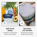 STOJO Collapsible Sandwich Box – 24oz, Reusable Food Storage Container, Silicone Bowl for Hot/Cold Food – Meal Prep, Lunch, Camping, Hiking – Dishwasher Safe (Set of 5, Sage)