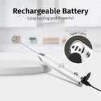 Zulay Kitchen Lux Rechargeable Milk Frother Handheld - Powerful 2-Speed Motor, Fully Waterproof, 2000mAh Battery - Drink Mixer For Latte, Cappuccino, Matcha, Protein Powder - White
