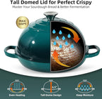 Davivy 5.5QT Dutch Oven for Sourdough Bread, Enameled Cast Iron Dutch Oven with Lid, 10" Round Sourdough Bread Oven, Bread Cloche for Bread Baking - Gradient Teal