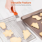 Icing Spatula, U-Taste Offset Spatula Set with 6", 8", 10" Blade,Stainless Steel Angled Cake Decorating Frosting Spatula Set of 3 (Orange)