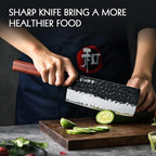 HEZHEN 6.9 inch Nakiri Knife,3 Layers High Carbon Composite Forging Steel, 10Cr15CoMoV Steel Core,Razor Sharp Kitchen Knife, Redwood Octagonal Handle with Premium Gift Box
