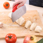 1 pcs Dough Pastry Scraper Chopper/Stainless Steel Dough Scraper Cutter with Ergonomic Rubber Non-Slip Grip/Dough Scraper Cutter/Pro Pastry Pizza Cutter Chopper (Red)