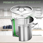 Stainless Steel Stockpot with Lid, 75QT Large Stock Pot Heavy Duty Tri-Ply Bottom Commercial Grade Stock Pot & Stockpots for Boiling Cooking Soup Stew Canning Cookware Sauce Cooking Pots