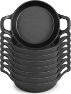 Mini Cast Iron Skillets 6.3 x 6.3 x 1.5 Inch Cast Iron Pan Small Ramekin Set Black Casserole Dish Cookware Oven Safe Mini Skillets for Kitchen Indoor Outdoor Picnic (8 Pack)