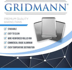 GRIDMANN 13" x 18" Commercial Grade Aluminum Cookie Sheet Baking Tray Jelly Roll Pan Half Sheet - 12 Pans