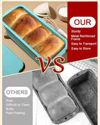 Large size foldable silicone bread loaf pan with lid,11x4.7 Inch easy to store non stick Bread Baking Pans,Sourdough Bread Pan with Baking Tool Supplies Kit for Homemade Bread, Cake