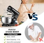 Stand Mixer, 660W, 6-Speed Tilt-Head Food Dough Mixer, Kitchen Electric Mixer with Stainless Steel Bowl,Dough Hook,Whisk, Beater, Egg white separator (6.5-QT, Black)…
