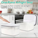 Large Bread Box with Easy-Carrying Handles for Kitchen Countertop, 6.5 Qt Rice Flour Container with Pop Up Lid & Hanging Hooks for Cleaner Use, Airtight Food Storage Bin for Kitchen Organization