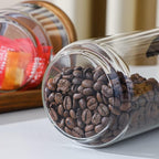 Glass Storage Containers Set of 3, 54 OZ High Borosilicate Glass Jars with Wooden Lids Kitchen Food Canisters s for Coffee Beans/Sugar/Noodles/Nuts/Cookies/Pasta