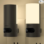 Lyridz Plug-in LED Rotatable Night Light with Motion Sensor, Dimmable Backlit Nightlight with 1-150lm Adjustable Brightness for Bathroom, Bedroom, Hallway, Stairs, 2 Pack