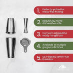 A Bar Above 4-Piece Cocktail Shaker Set for Professional & Home Bar – Premium Bar Kit Gifts Includes Strainer, Japanese Jigger & Boston Shaker Set