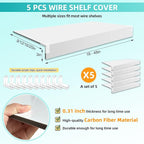 5 Pcs Wire Shelf Cover, 35X16X3 Inch Carbon Fiber Material Shelf Covers for Pantry Shelves(Not Wood), Waterproof Removable Closet Shelving Liner for Home Kitchen,Office Organization - White