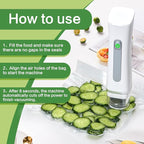 Vacuum Sealer For Food,Powerful Handheld Vacuum Sealer Machine With 30 Reusable Vacuum Bags,Portable Food Sealer,Automatic Power Off White