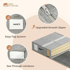 12Pack Sheet Organizers and Storage - King/Queen Size Sheet Storage Organizer with Window, Foldable & Dustproof Sheet Organizer for Linen Closet for Summer Blankets & Sheet Sets,Grey