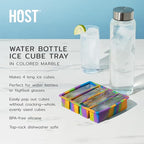 Host Ice Cube Tray, Makes Four 5-Inch Long Cubes, Durable Silicone Trays with Easy Release Design, Perfect for Water Bottles and Highball Glasses, Home Bar Accessories, Set of 1, Colored Marble