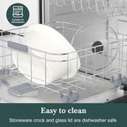HOMECOOKIN 6-Quart Programmable Slow Cooker with Timer - Small Kitchen Appliance for Family Dinners - Serves 6+ People - Heat Settings: Keep Warm(White)