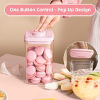 Ankou Airtight Food Storage Container - 7 Pcs One Button Handy Container Stackable Food Containers for Snacks Candy Salt Herbs Spices Coffee Bean Formula Popcorn BPA-Free Tight Seal