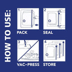 Hefty Vacuum Bags for Clothes 4 Pack, Space Saving Large Vacuum Storage Bags (34 X 22 Inches) Compression Seal for Bedding, Travel Pump Included (4 Large Heavy Duty)
